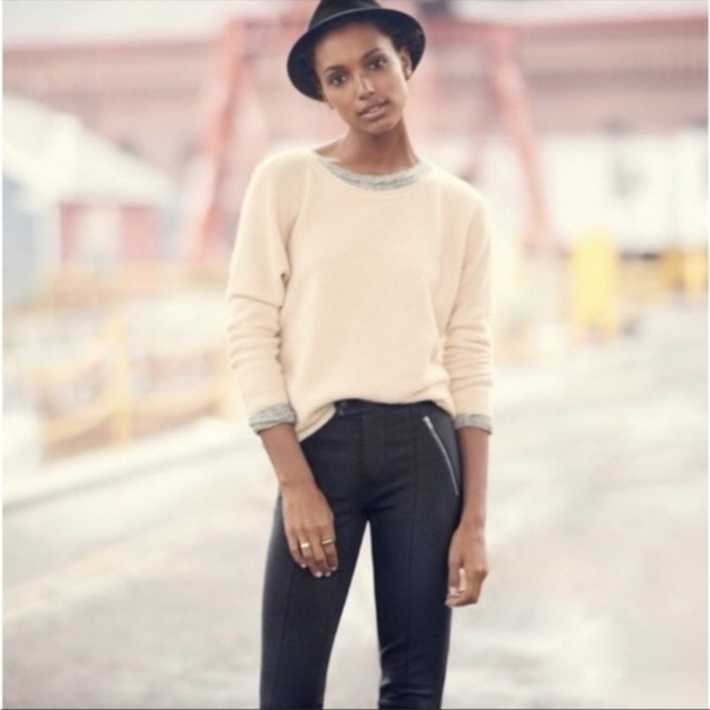 J. Crew • Ivory Cream Ribbed Stitch Dolman Wool Sweater